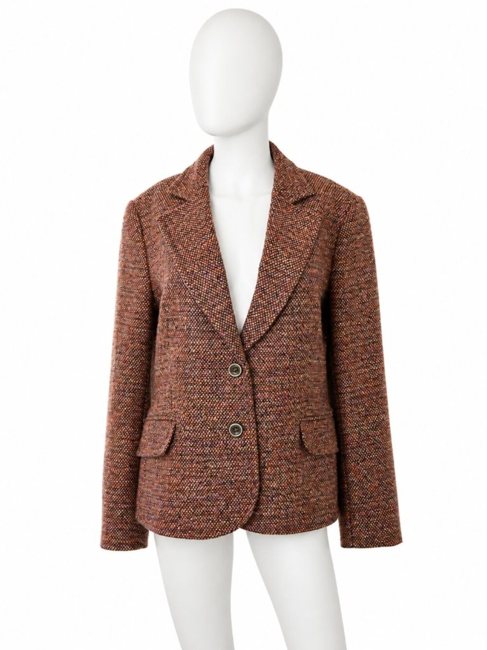 The Limited Tweed Blazer Jacket Size 12 Rust Brown Wool Blend